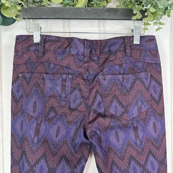 Free People Skinny Jeans size 28 Purple Aztec Boho Casual Festival Retro Earthy - Picture 9 of 10